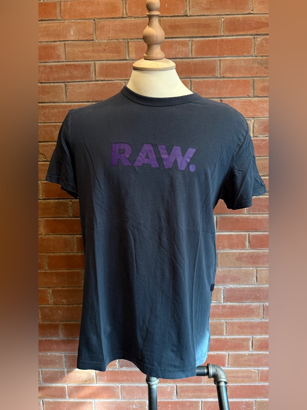 G-Star Navy Short Sleeve Tee with Purple RAW Logo